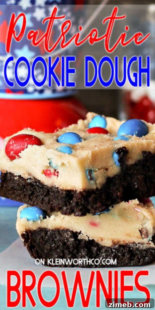 Stars and Stripes Cookie Dough Brownie Bars 2 Patriotic Cookie Dough Brownies - Thick, Fudgy Brownies with Edible Cookie Dough and M&M's