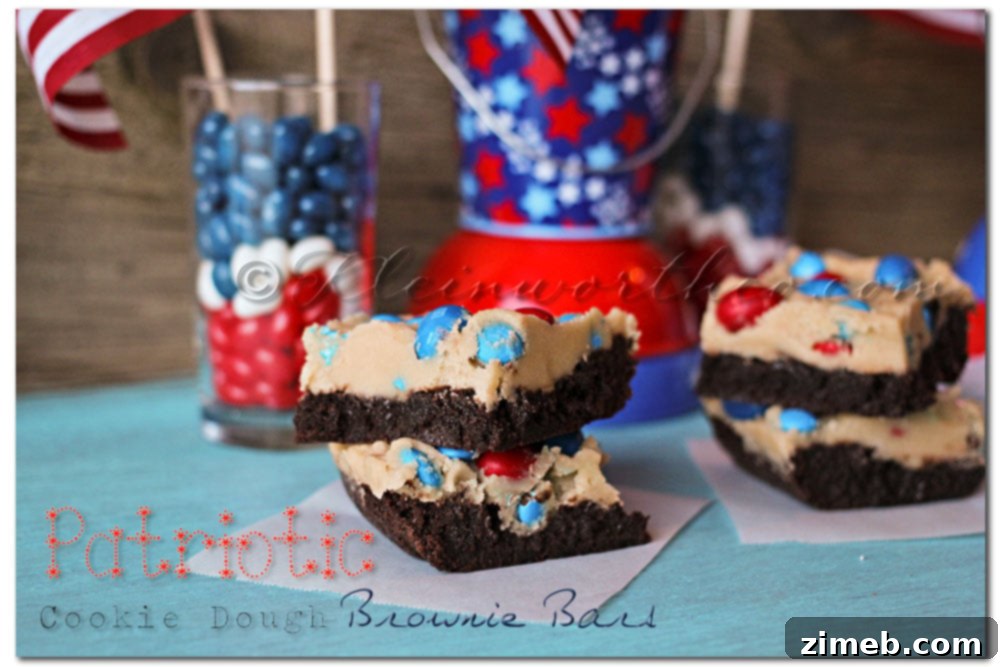 Patriotic Cookie Dough Brownie Bars Patriotic Cookie Dough Brownie Bars - Finished Dessert