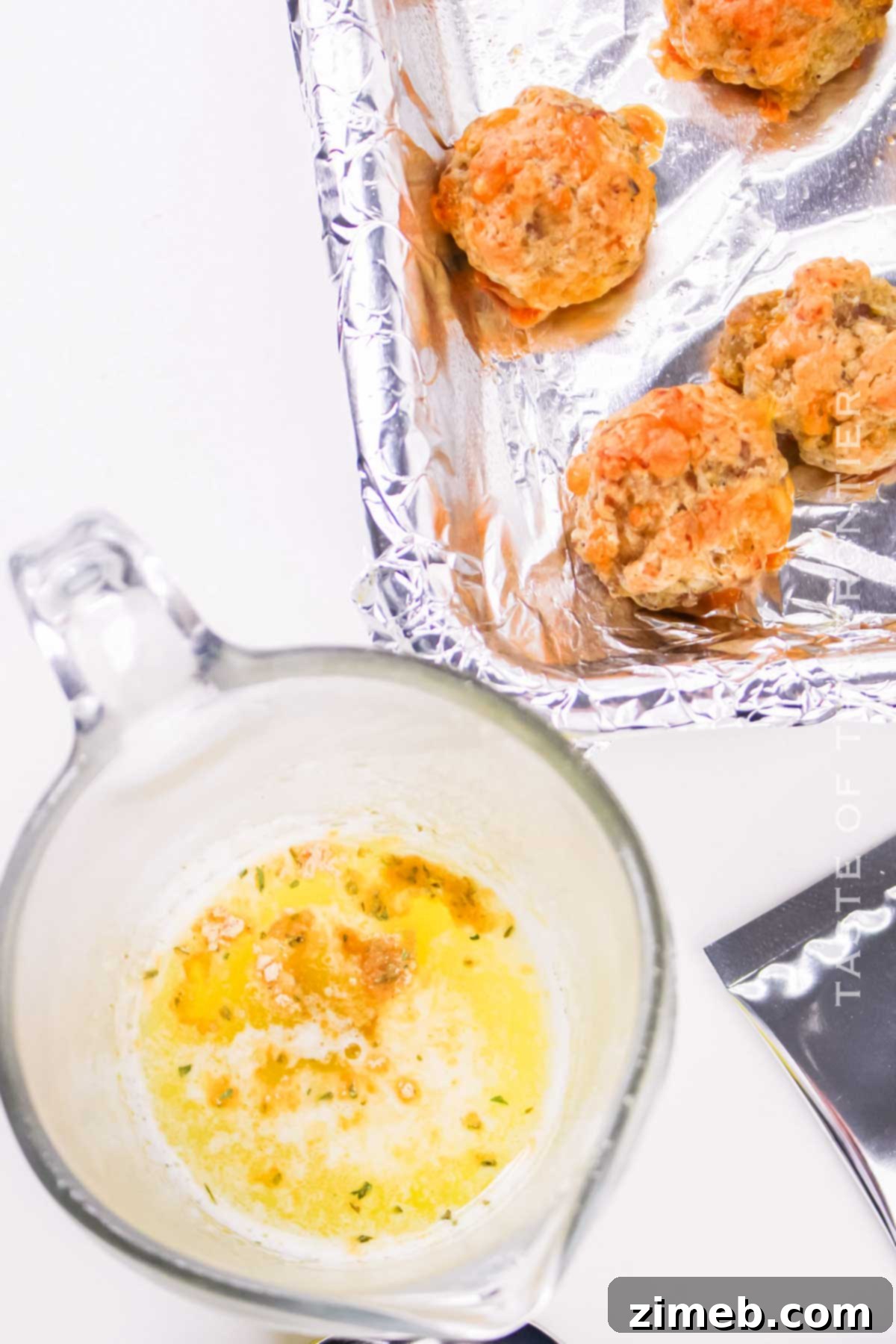 Cheesy Cheddar Bay Sausage Balls 8 Melted herb butter for Cheddar Bay Sausage Balls