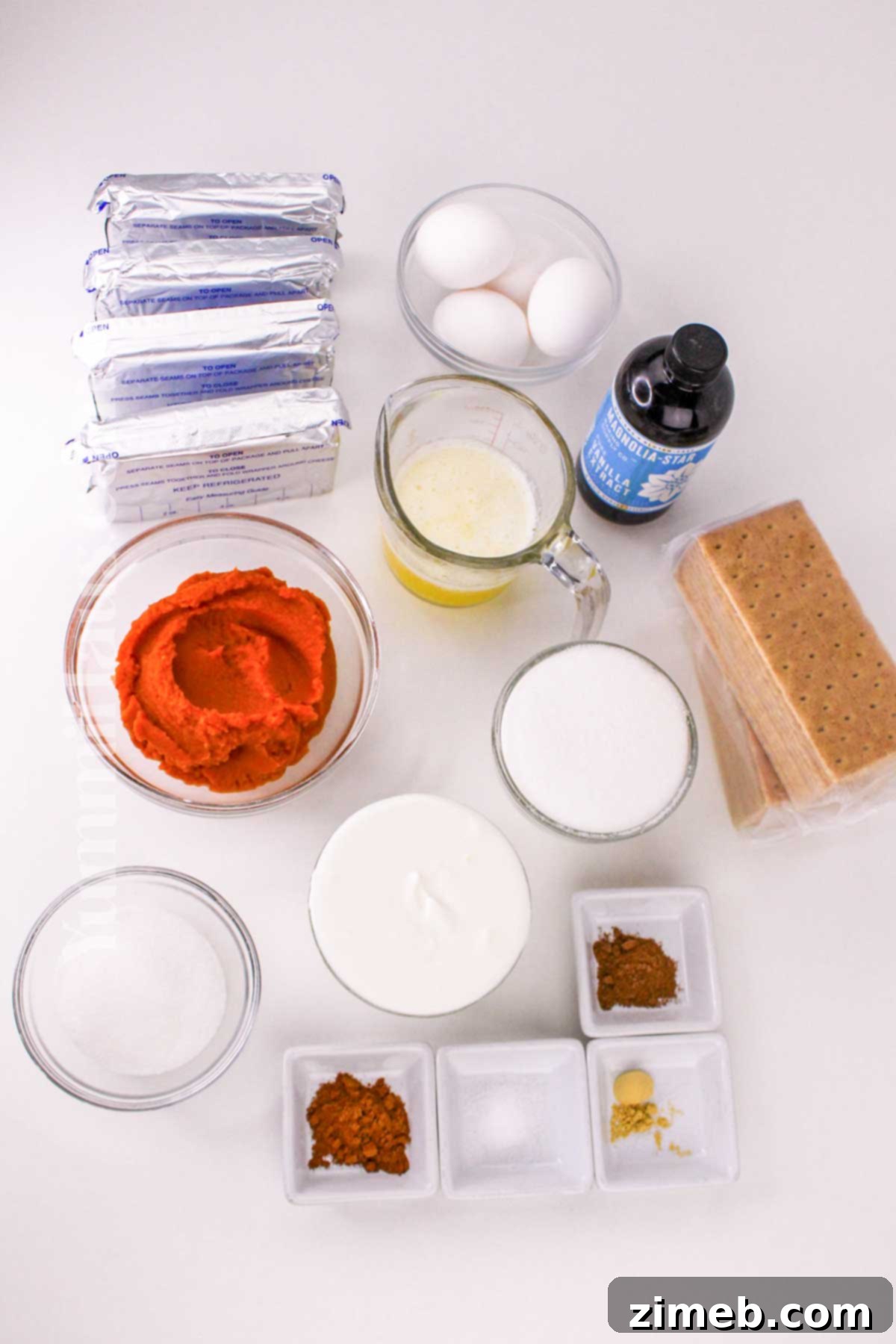 Cheesecake Factory-Inspired Pumpkin Cheesecake 4 Pumpkin Cheesecake ingredients for a copycat recipe