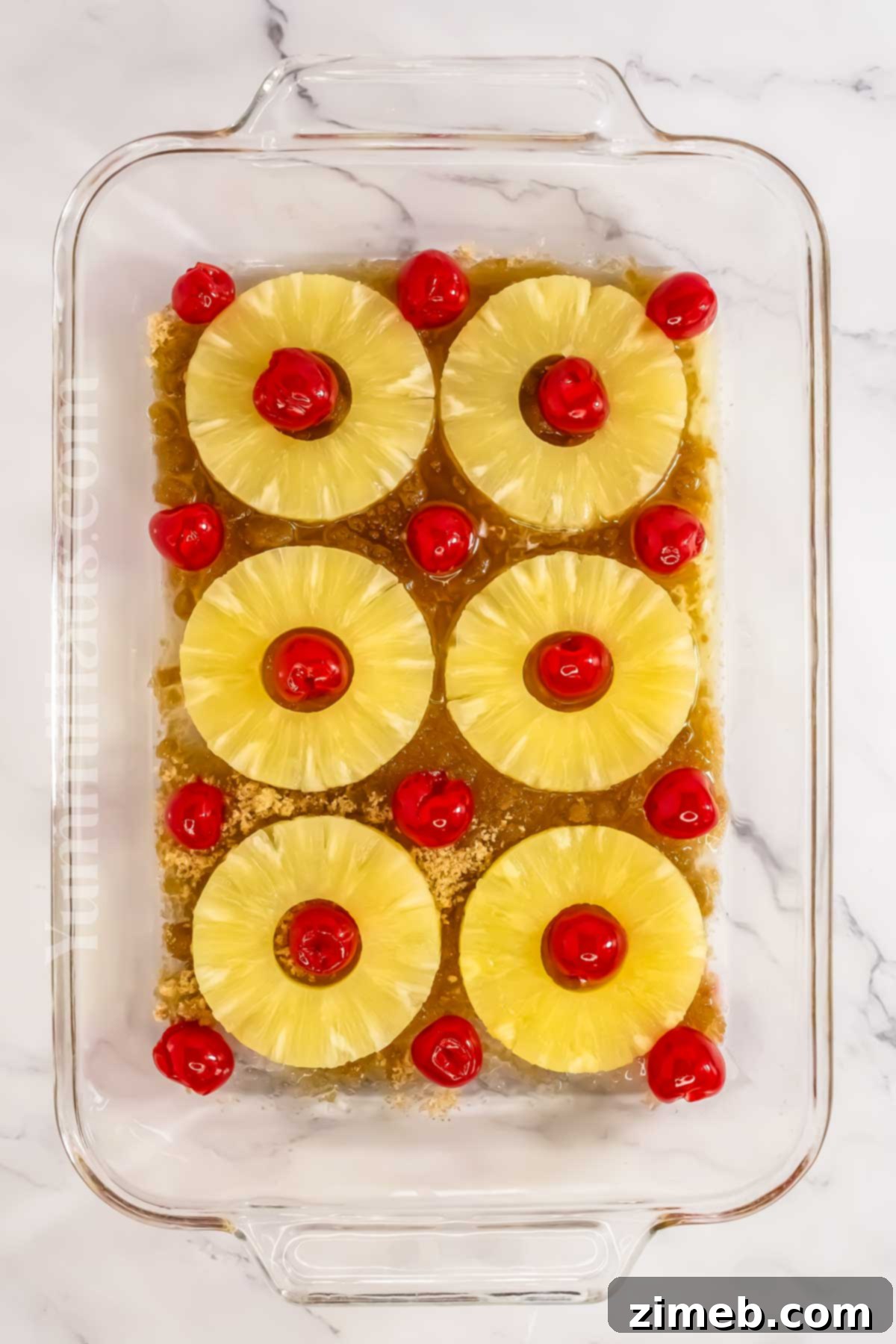 Baked Pineapple Upside Down Cake with fruit on top