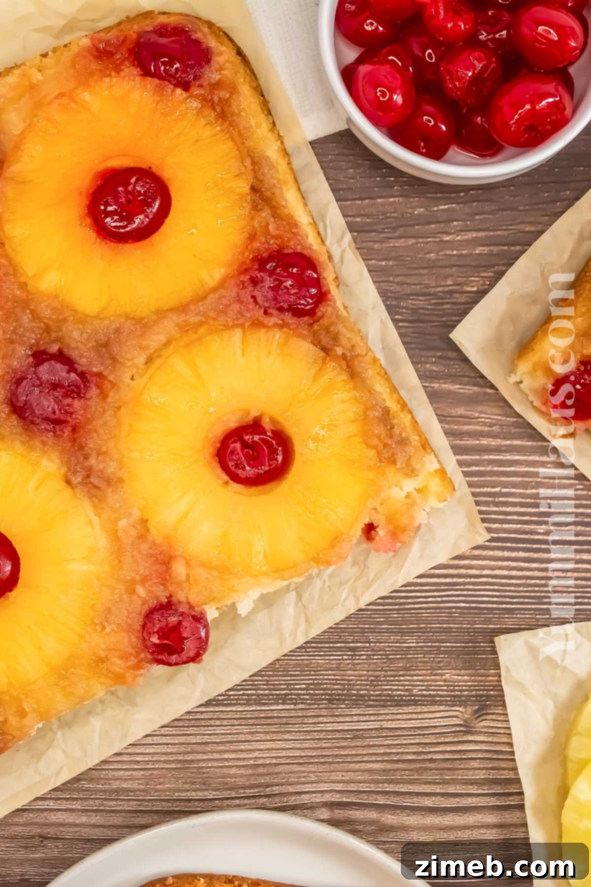 Easy dessert recipe with pineapple on a serving plate