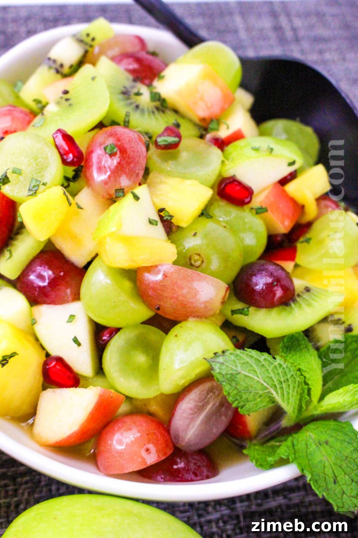 Finished Christmas Fruit Salad recipe, ready to serve.