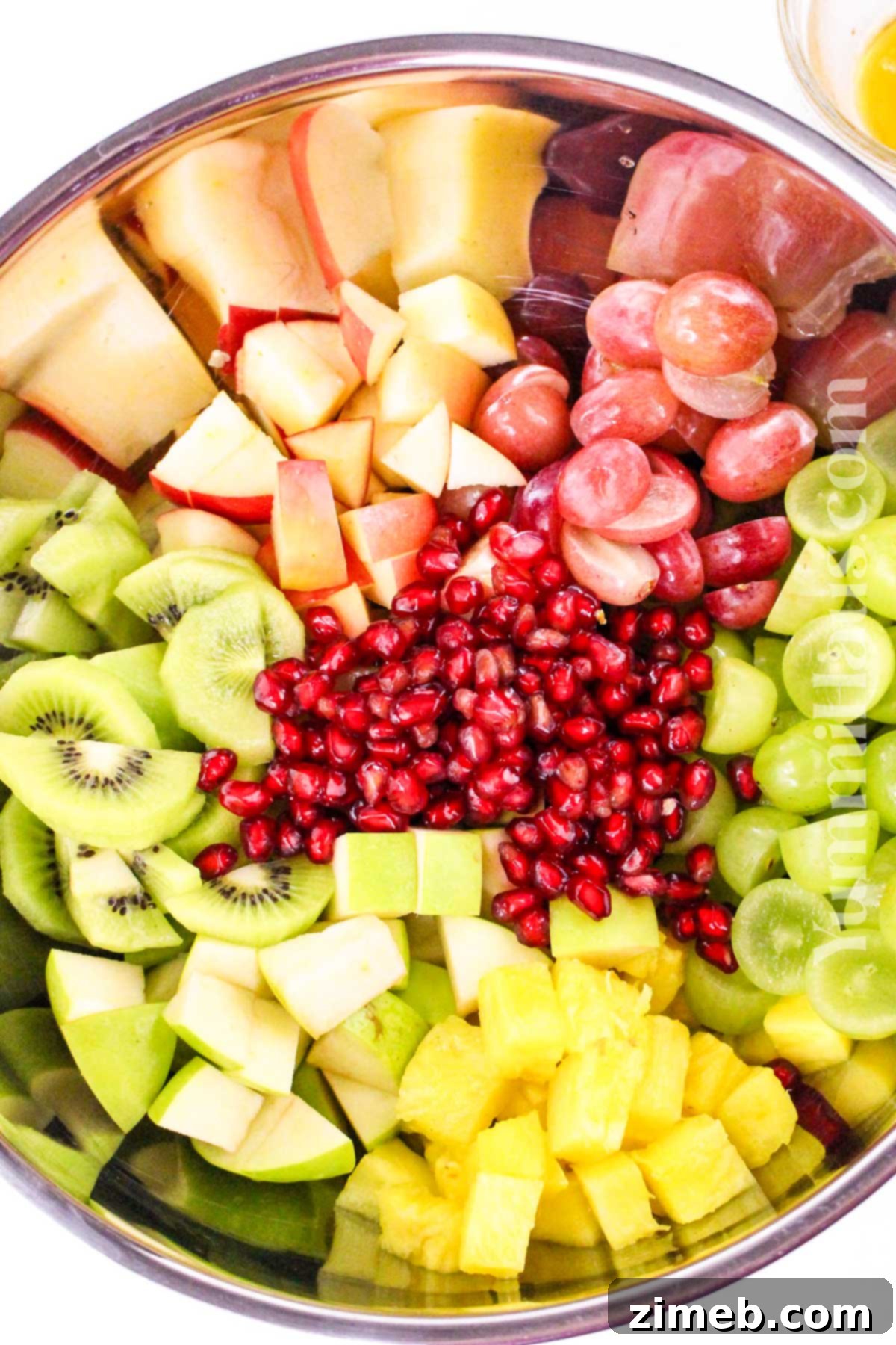 Beautifully mixed Christmas Fruit Salad ready to serve.