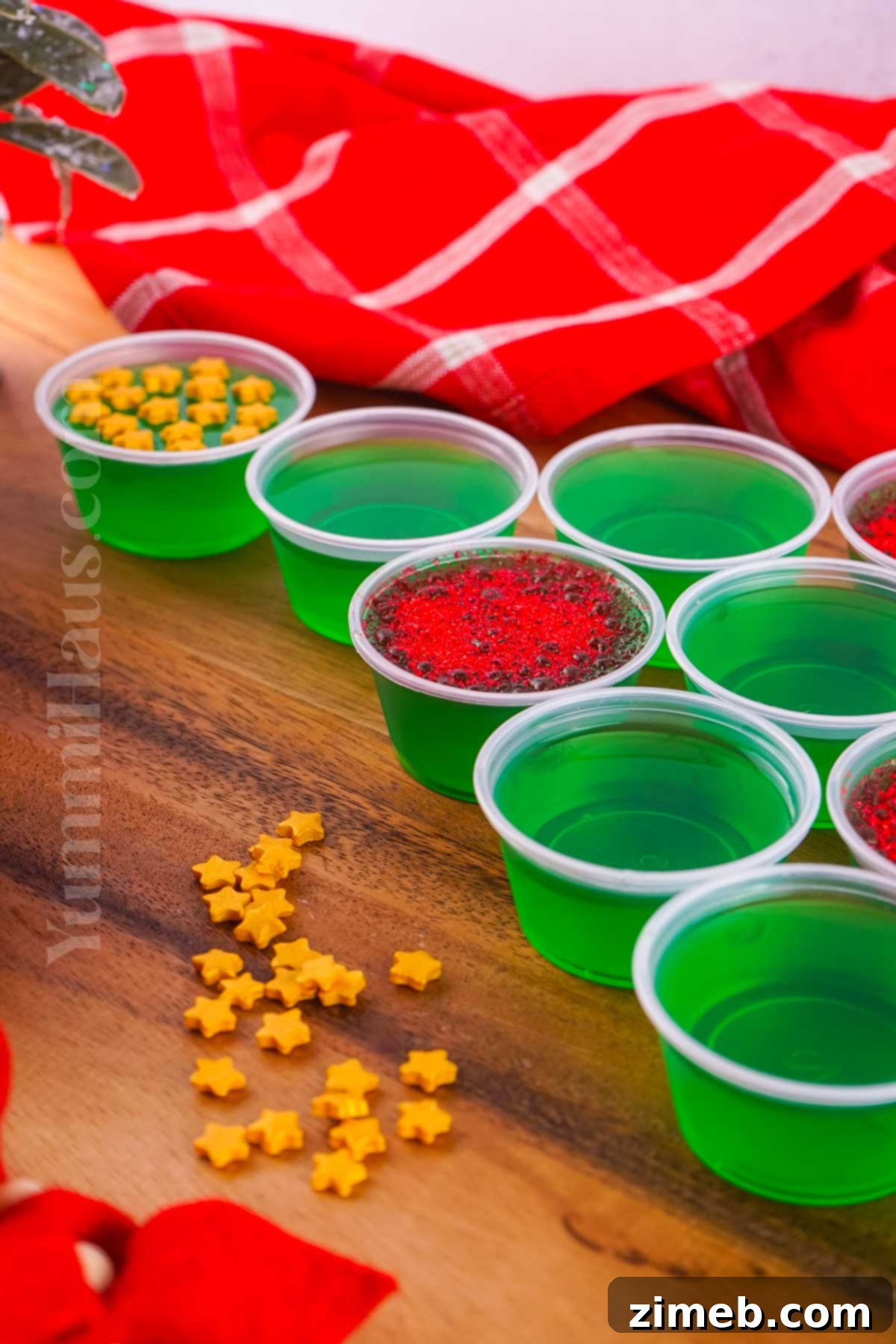 Festive adult holiday treats, including Christmas Jello Shots.