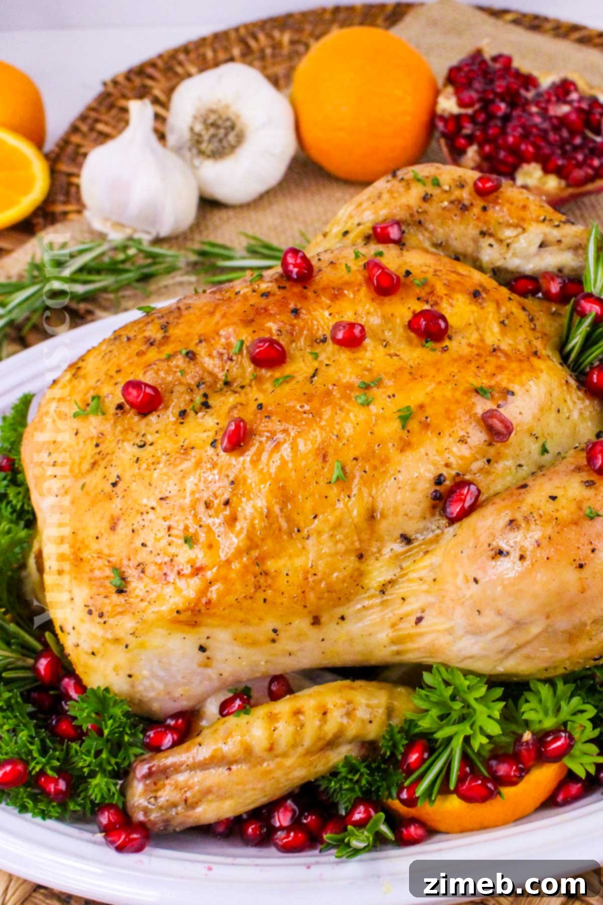 The Yuletide Bird 15 Holiday dinner main dish, showing a beautifully presented Christmas Chicken.