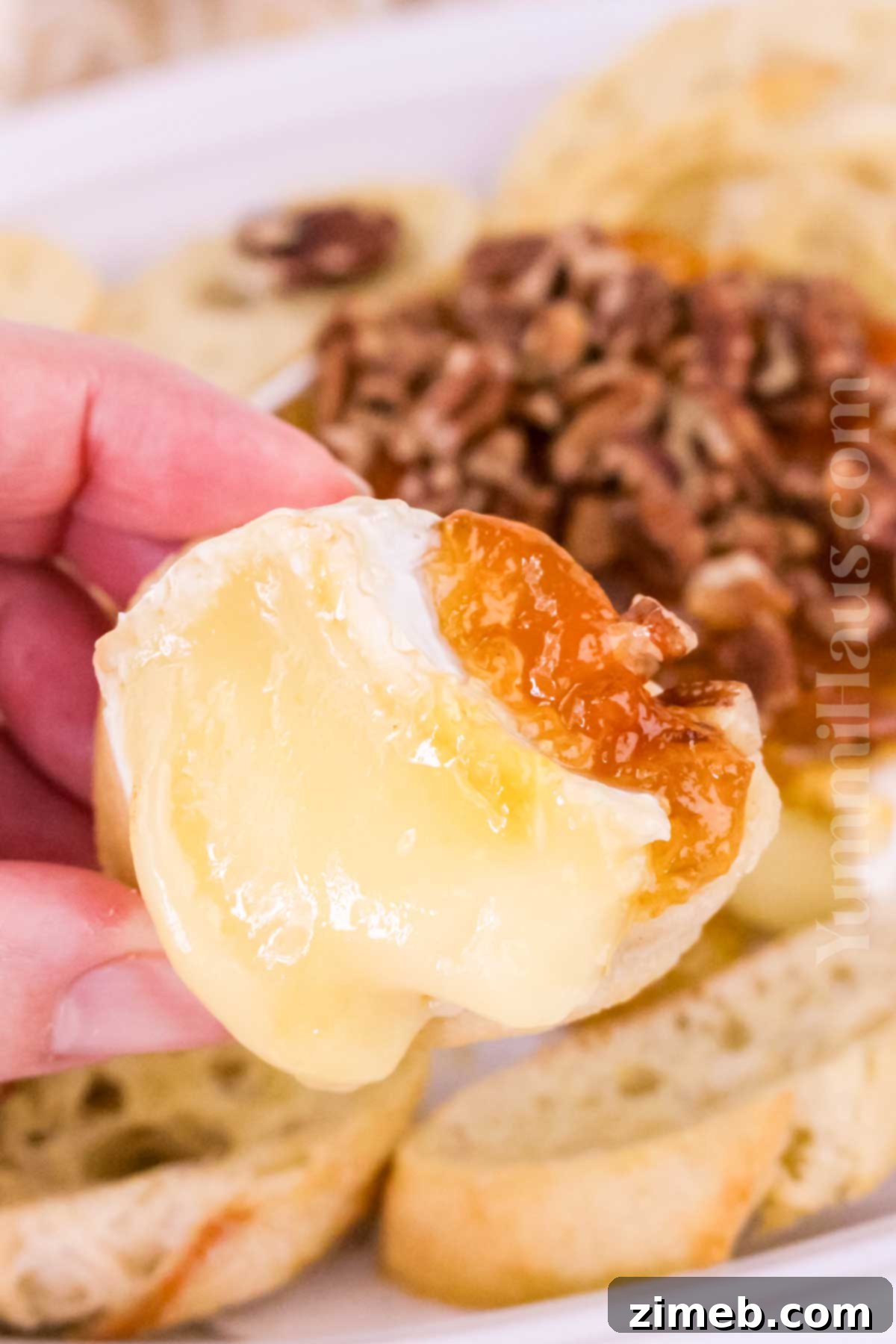 Warm Brie with Fruit Preserves 8 appetizer with fig preserves and melted cheese