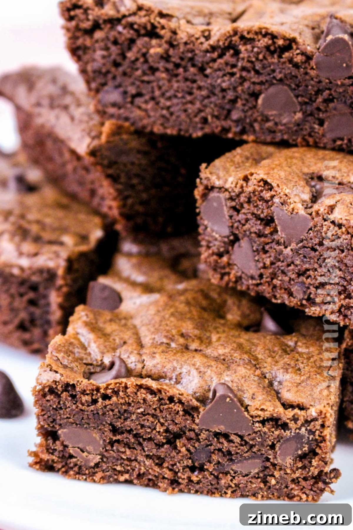 Easy chocolate dessert recipe, showing a close-up of the delicious double chocolate cookie bars