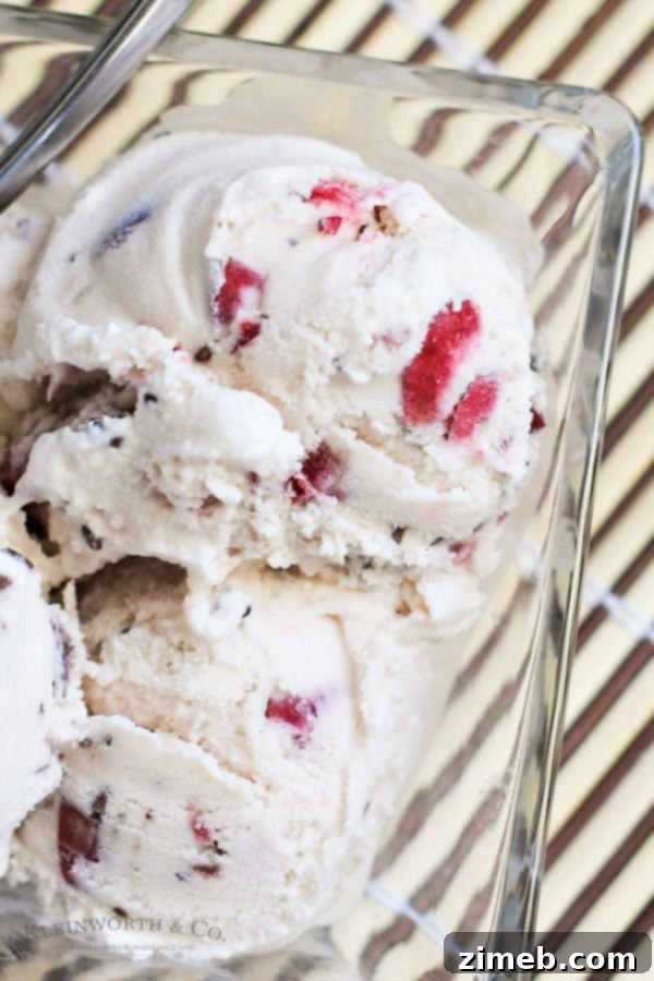 Crimson Chocolate Delight 6 Creamy ice cream maker recipe with luscious chunks of cherries and chocolate.