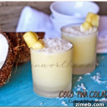 Close-up of fresh pineapple chunks and coconut ingredients for Coco Piña Colada