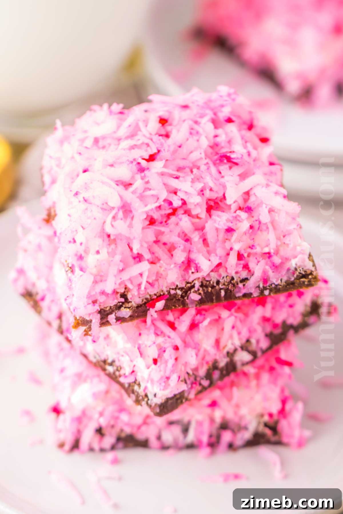 Snowy Coconut Marshmallow Brownies 15 nostalgic brownie recipes - close up of Snoball Brownies