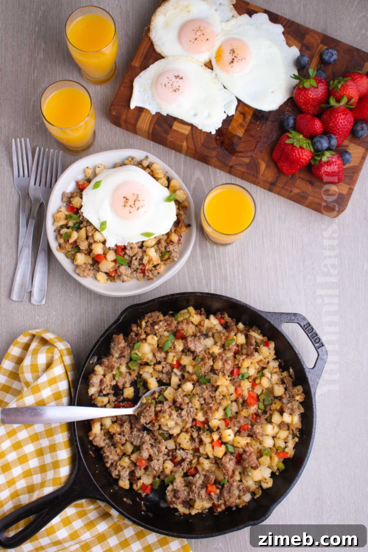 Rise & Shine Hash 7 Full breakfast buffet with Hash, eggs, and bread