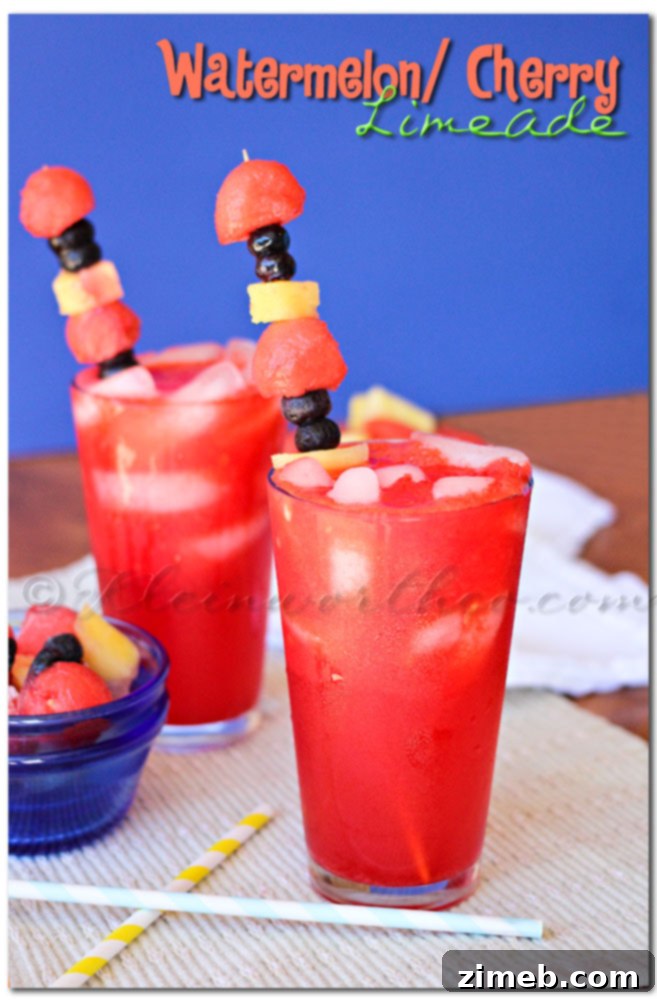 Watermelon Cherry Limeade refreshing drink