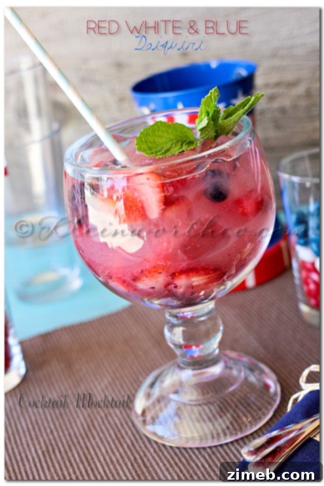 Red White & Blue Daiquiri cocktail or mocktail