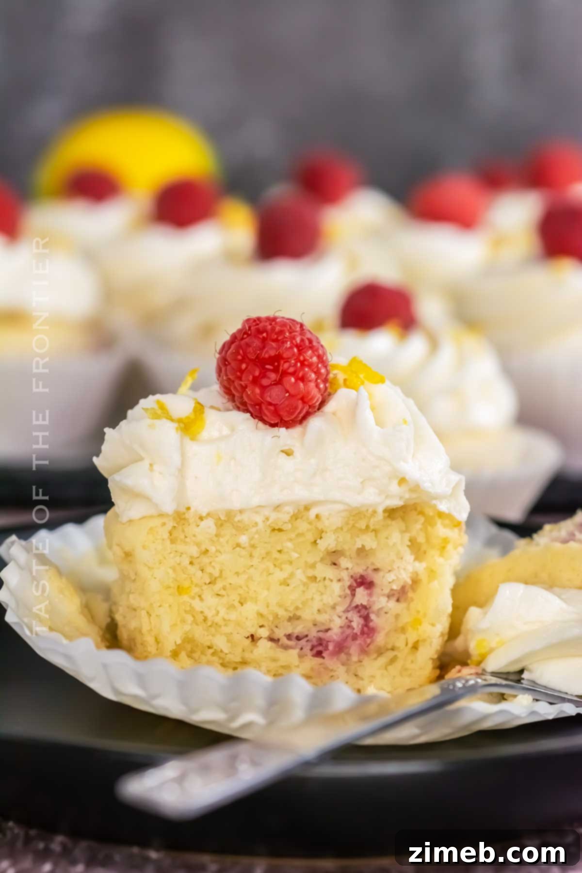 Zesty Lemon & Raspberry Delights 2 Lemon and Raspberry Cupcakes