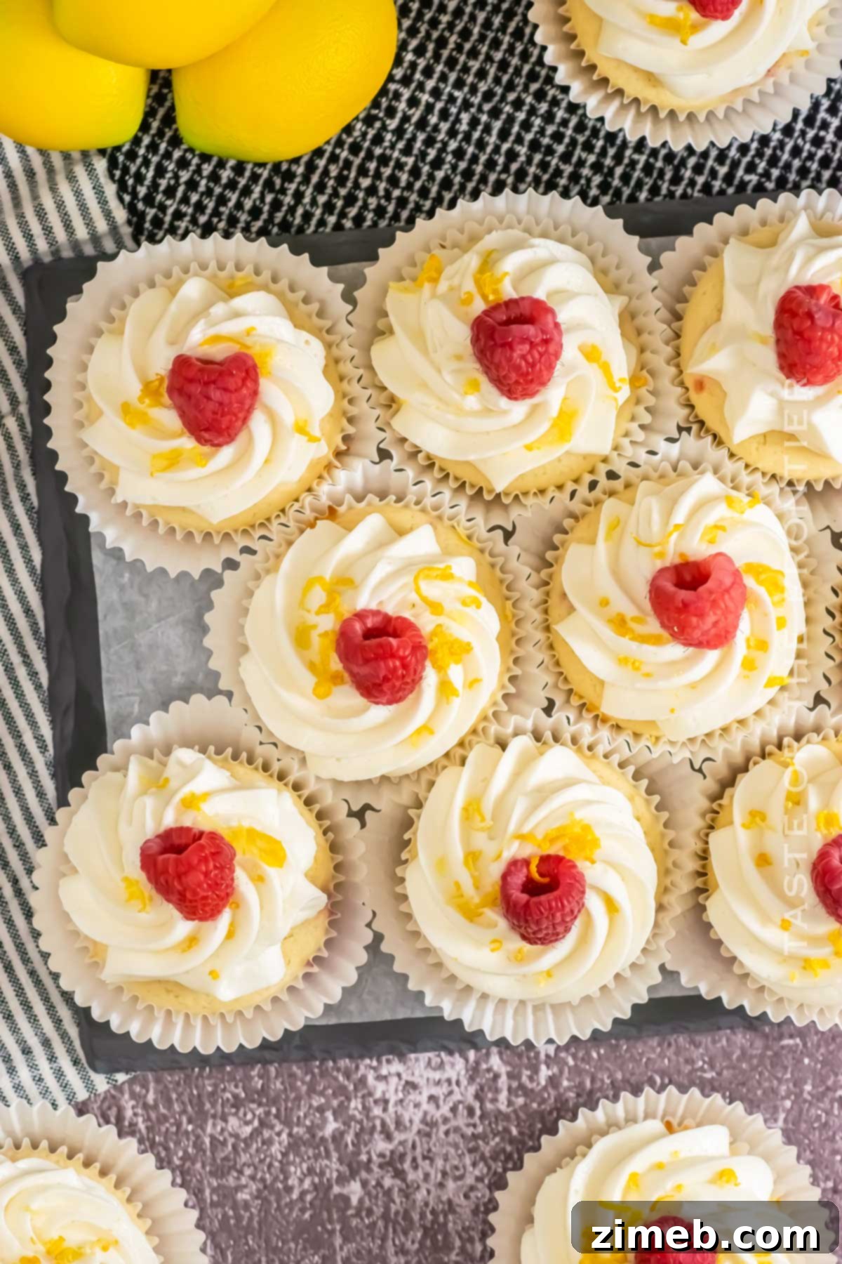 Zesty Lemon & Raspberry Delights 8 homemade cupcakes with berries