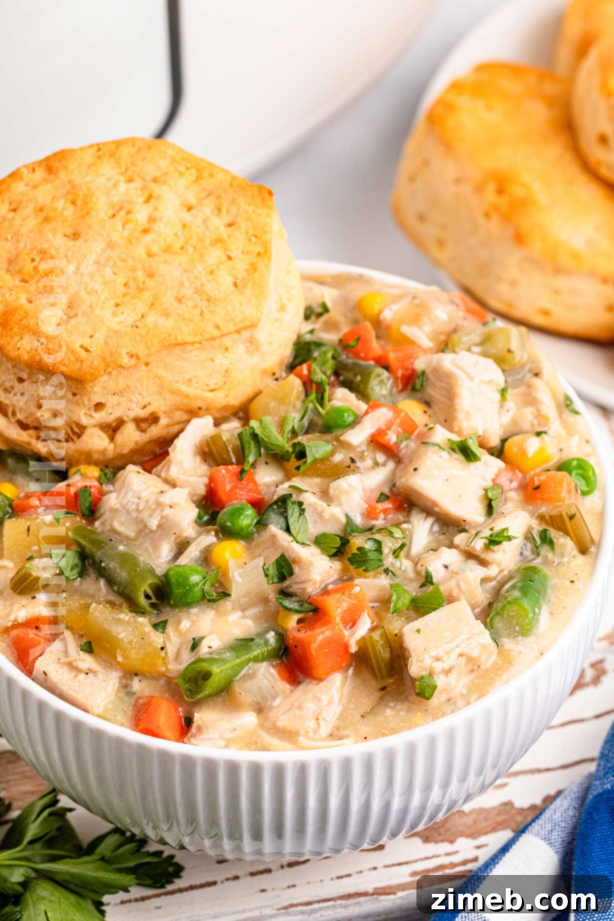 Slow Cooked Comfort Chicken Pie 8 Crockpot Chicken Pot Pie, ready to serve