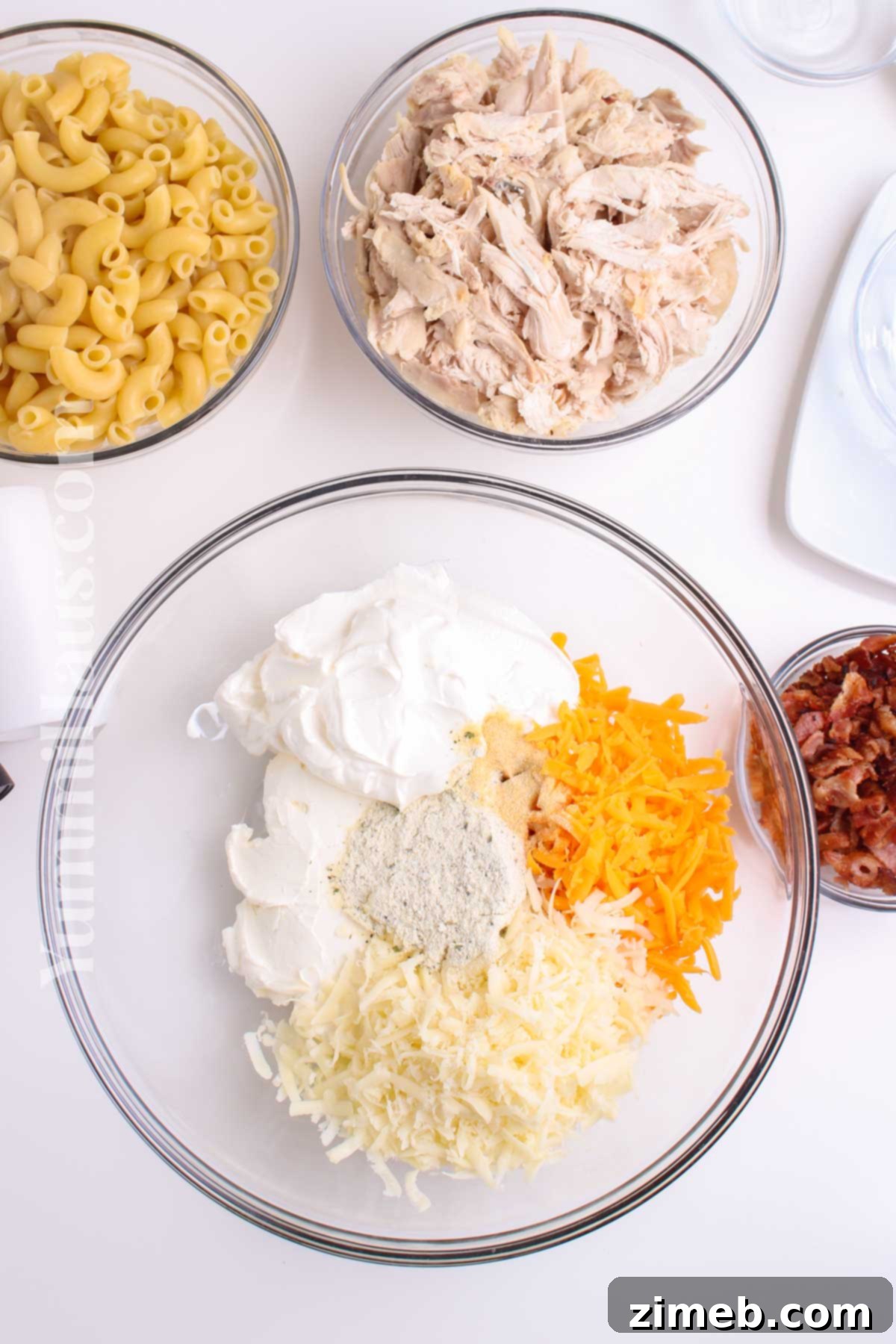 Making the creamy, cheesy Crack Chicken Casserole filling
