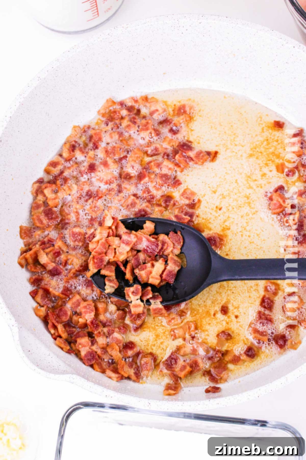 Creamy Chicken and Bacon Pasta 5 Cooking bacon for chicken bacon pasta