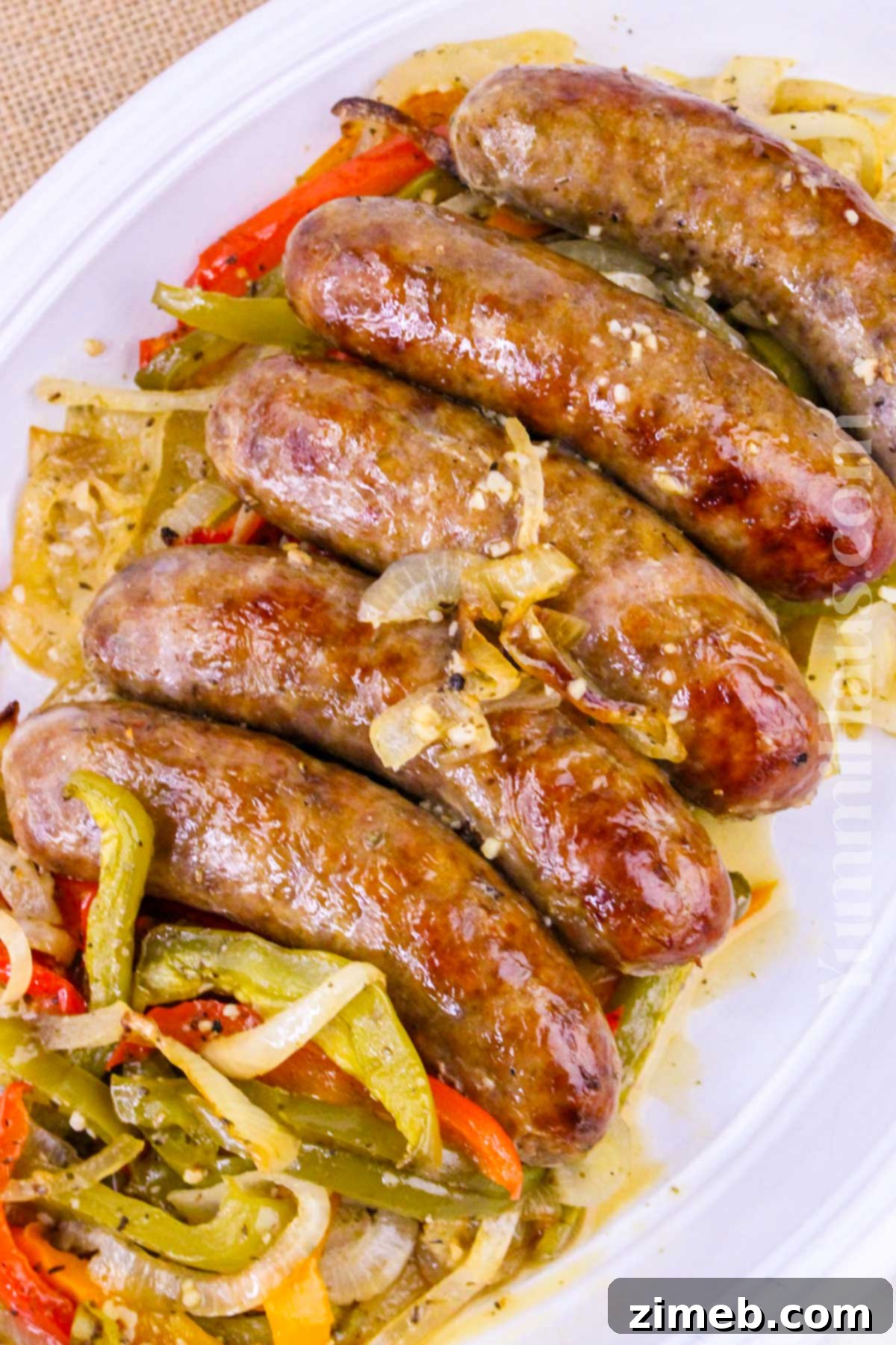 Baked Italian Sausage and vegetables, a perfect weeknight meal.