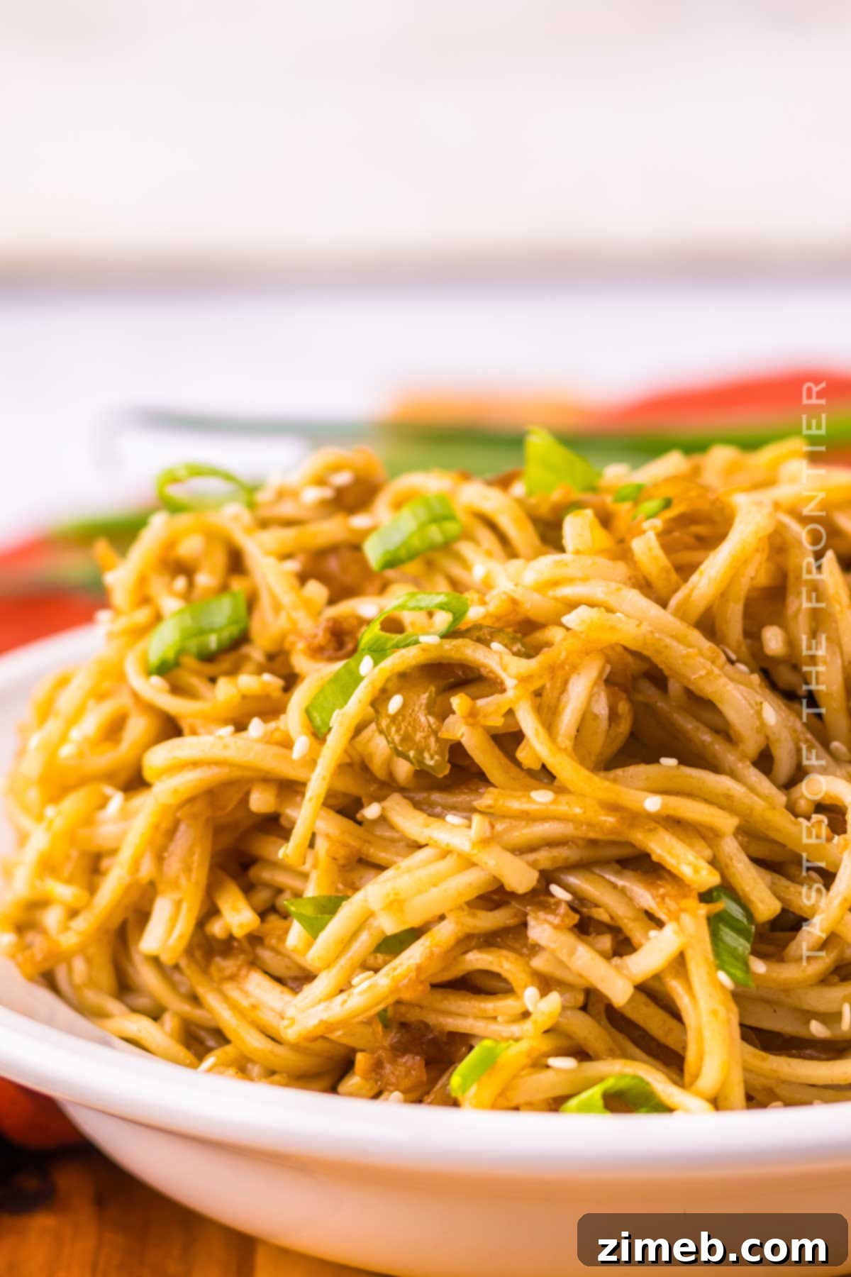Make Panda Express Chow Mein At Home 3 lo mein dinner - close up of savory noodles