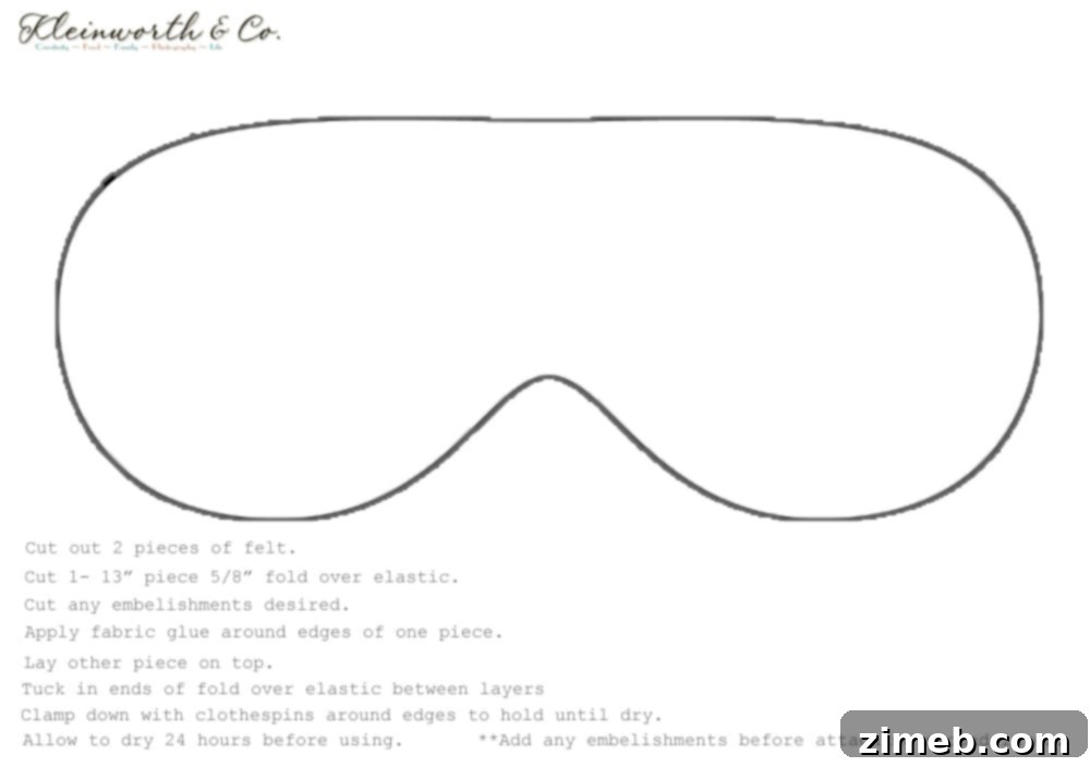 sleep mask printable template with fabric pieces