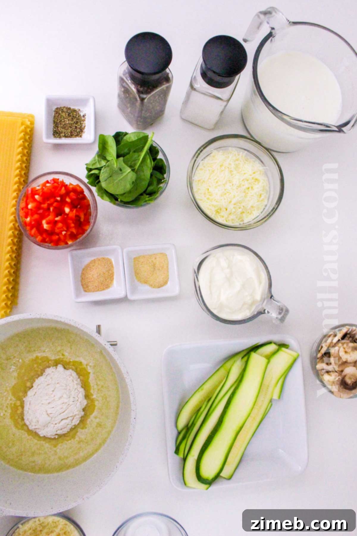 Creamy Vegetable Lasagna 4 Vegetable Lasagna in White Sauce ingredients