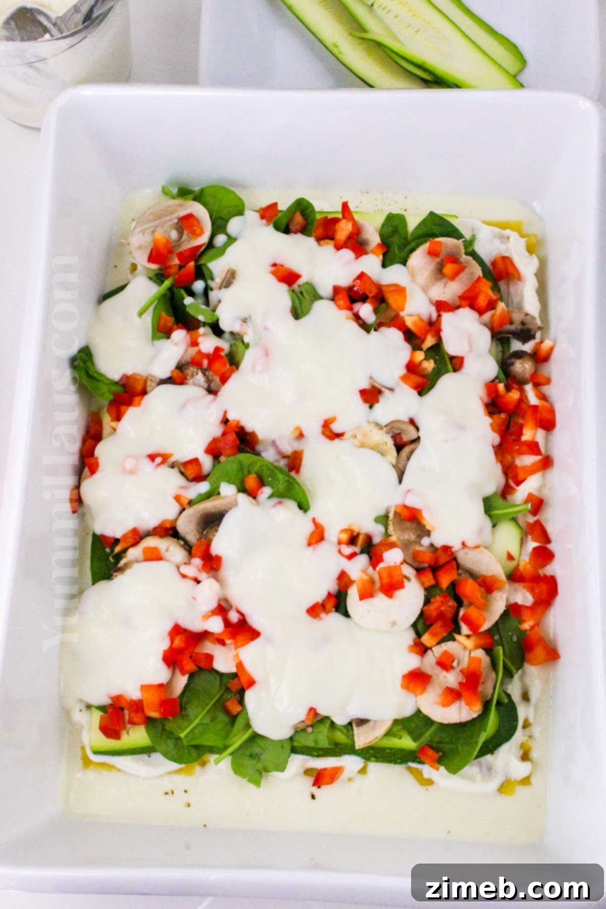 Creamy Vegetable Lasagna 6 assemble the dish