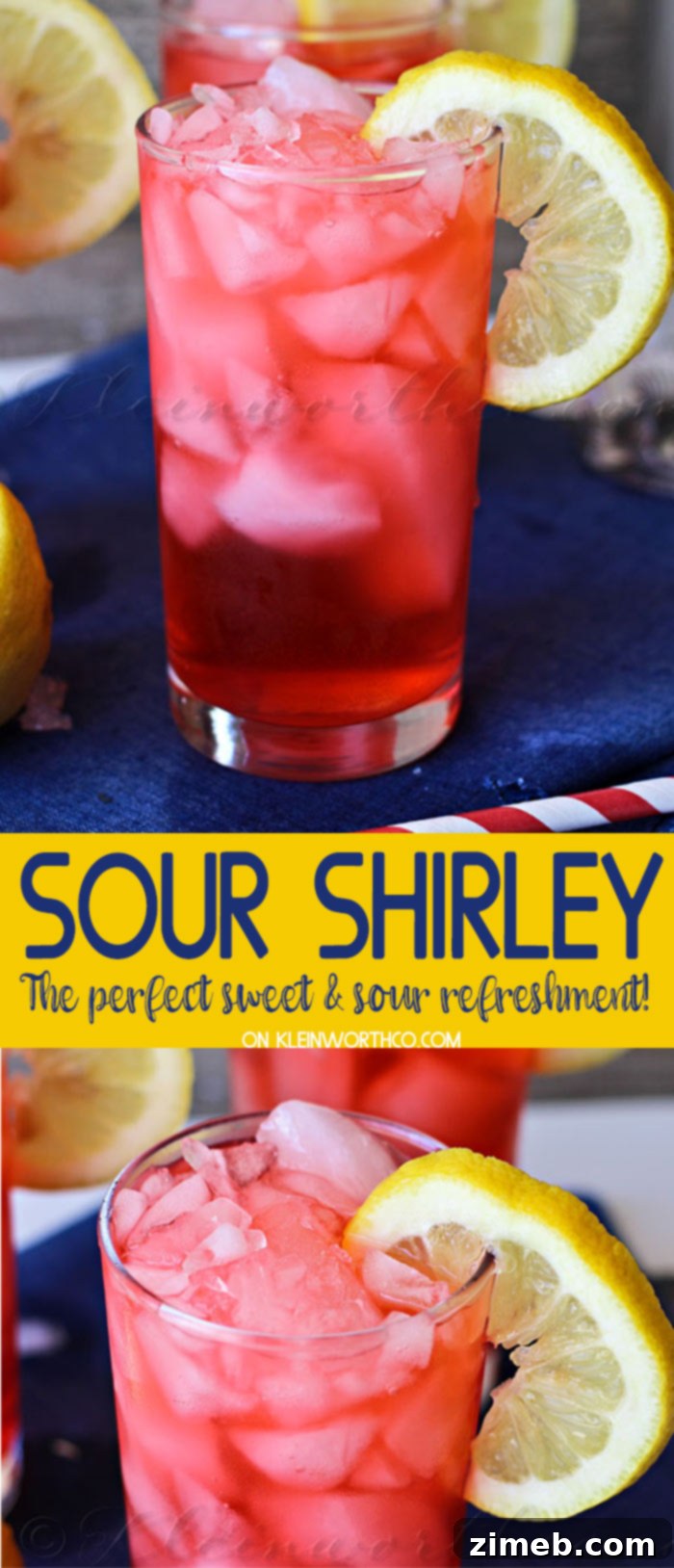 Pucker-Up Shirley: Your New Summer Favorite 2 Sour Shirley Summer Drink Recipe - a refreshing twist on the classic Shirley Temple with lemonade and optional rum, garnished with lemon slices