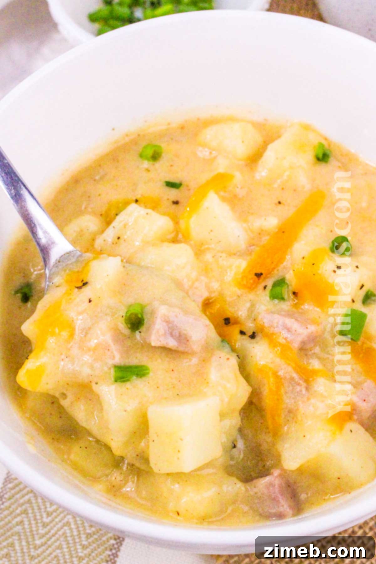 Hearty Ham and Potato Cheese Chowder 3 comfort food with potatoes