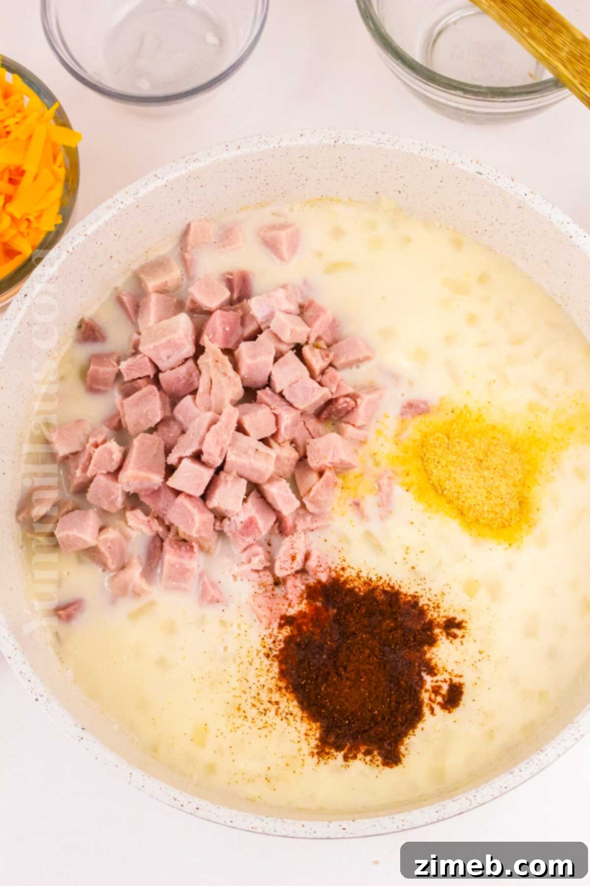 Hearty Ham and Potato Cheese Chowder 7 hearty soup with ham