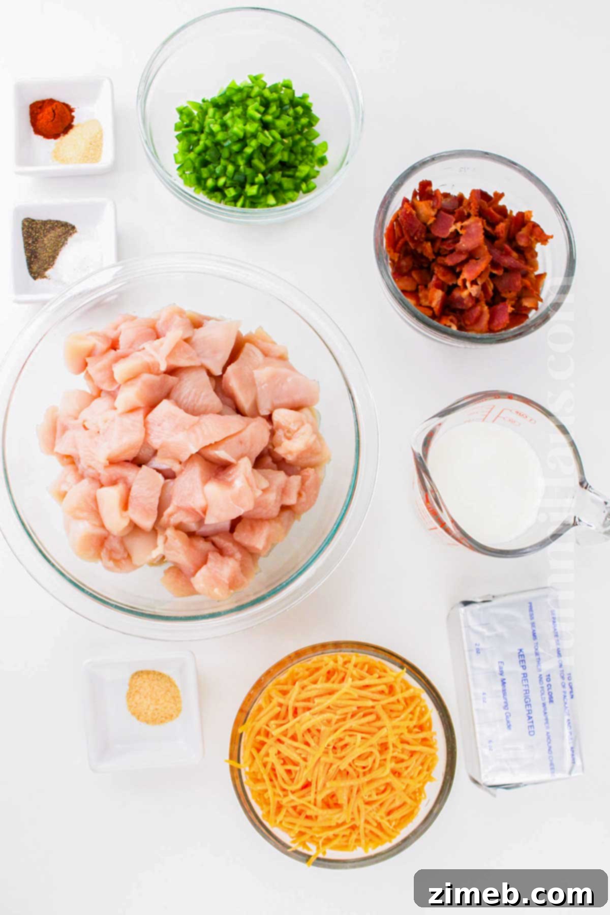 Ingredients for Chicken Jalapeno Popper Casserole