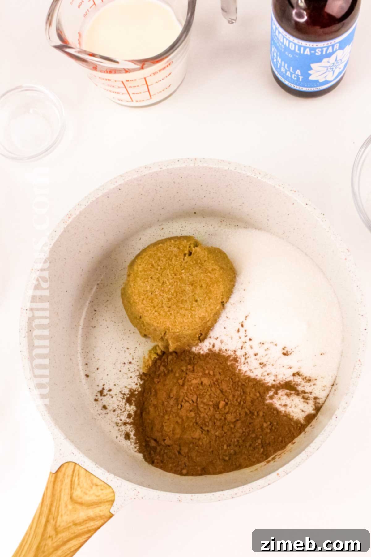 stovetop cooking the praline sauce