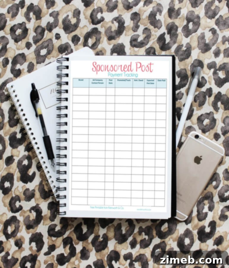 Blog Payment Organizer: Print & Profit 2 Blog Payment Tracking Printable - Essential Tool for Bloggers to Organize Income