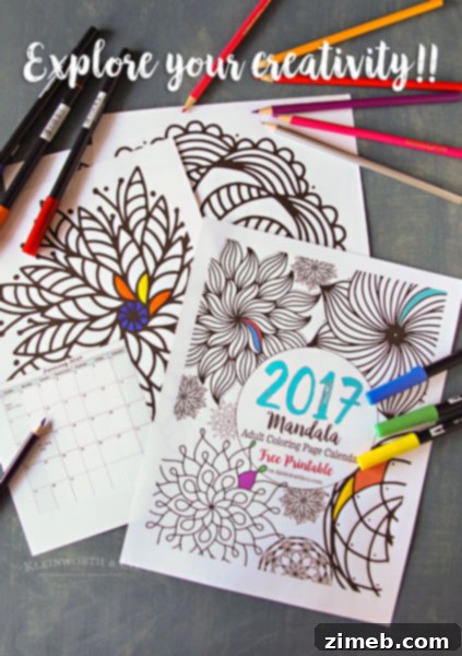 Blog Payment Organizer: Print & Profit 5 2017 Mandala Adult Coloring Page Calendar Free Printable for Organization and Relaxation