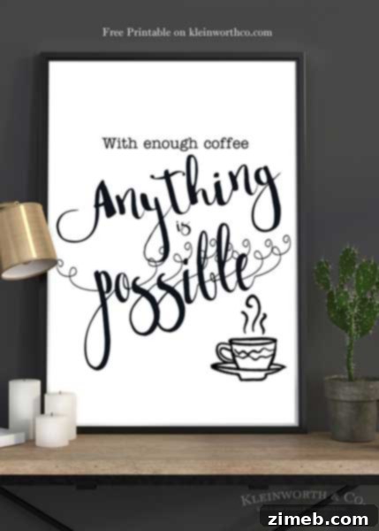 Blog Payment Organizer: Print & Profit 6 With Enough Coffee Free Printable for Office or Home Decor