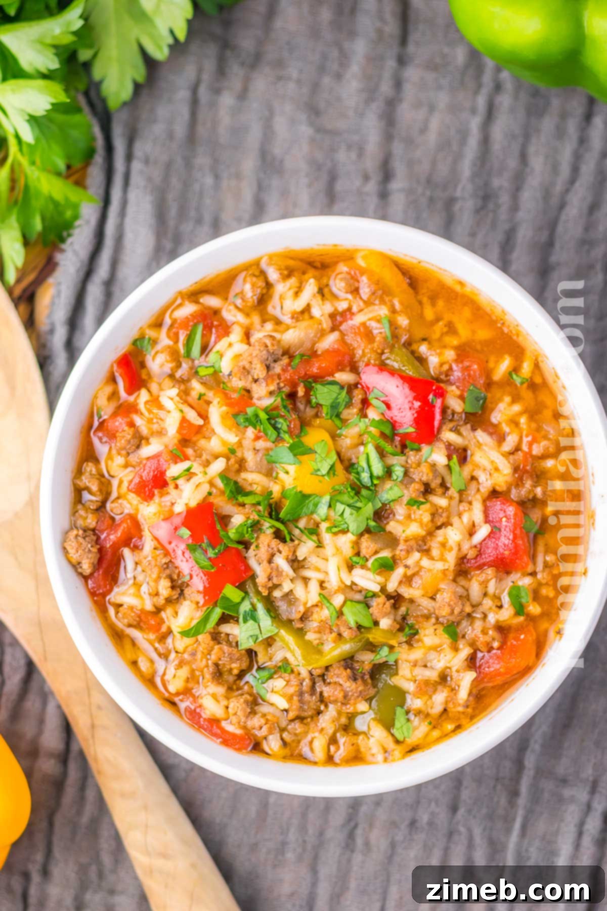 Hearty Bell Pepper and Rice Stew 3 Pepper soup dinner