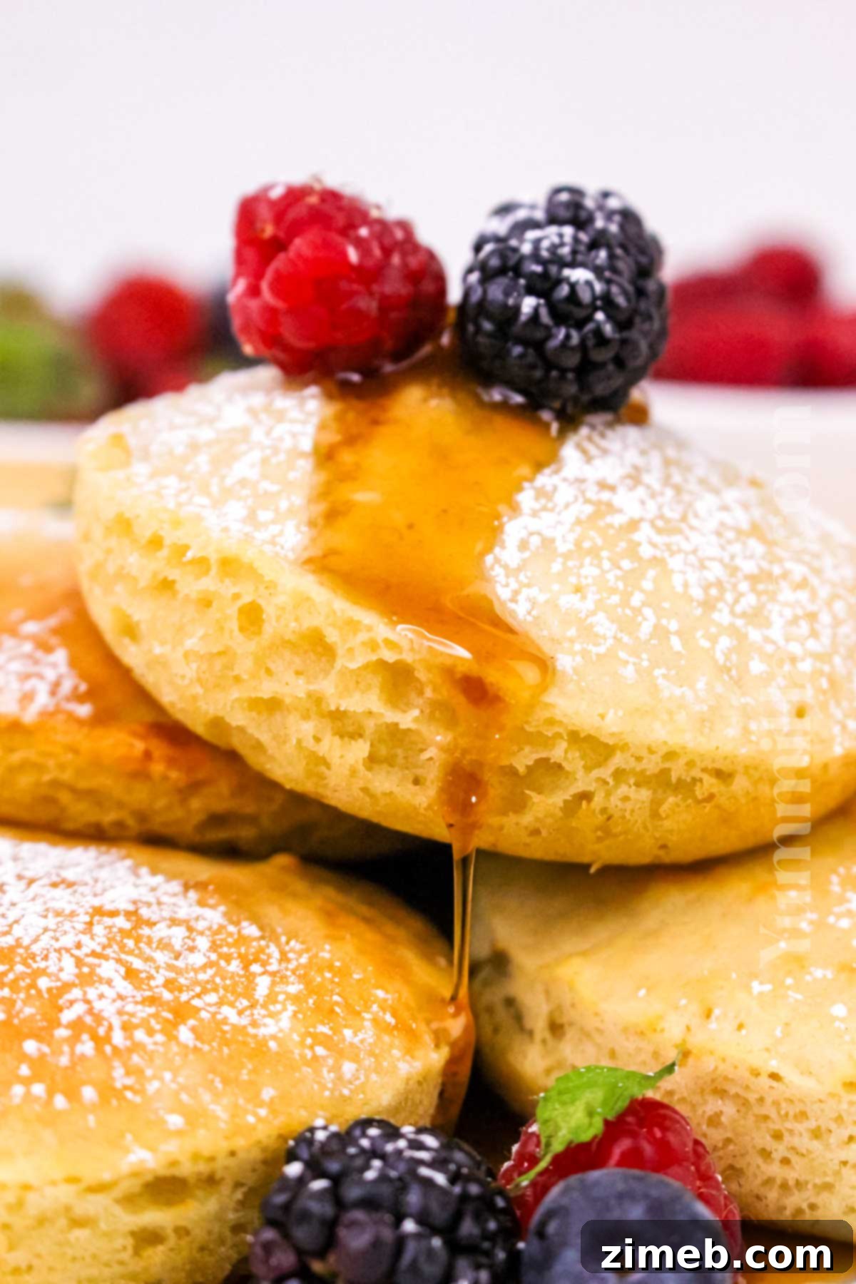 Fluffy Air Fryer Pancakes 2 Fluffy Air Fryer Pancakes cooked to golden perfection, ready for breakfast.