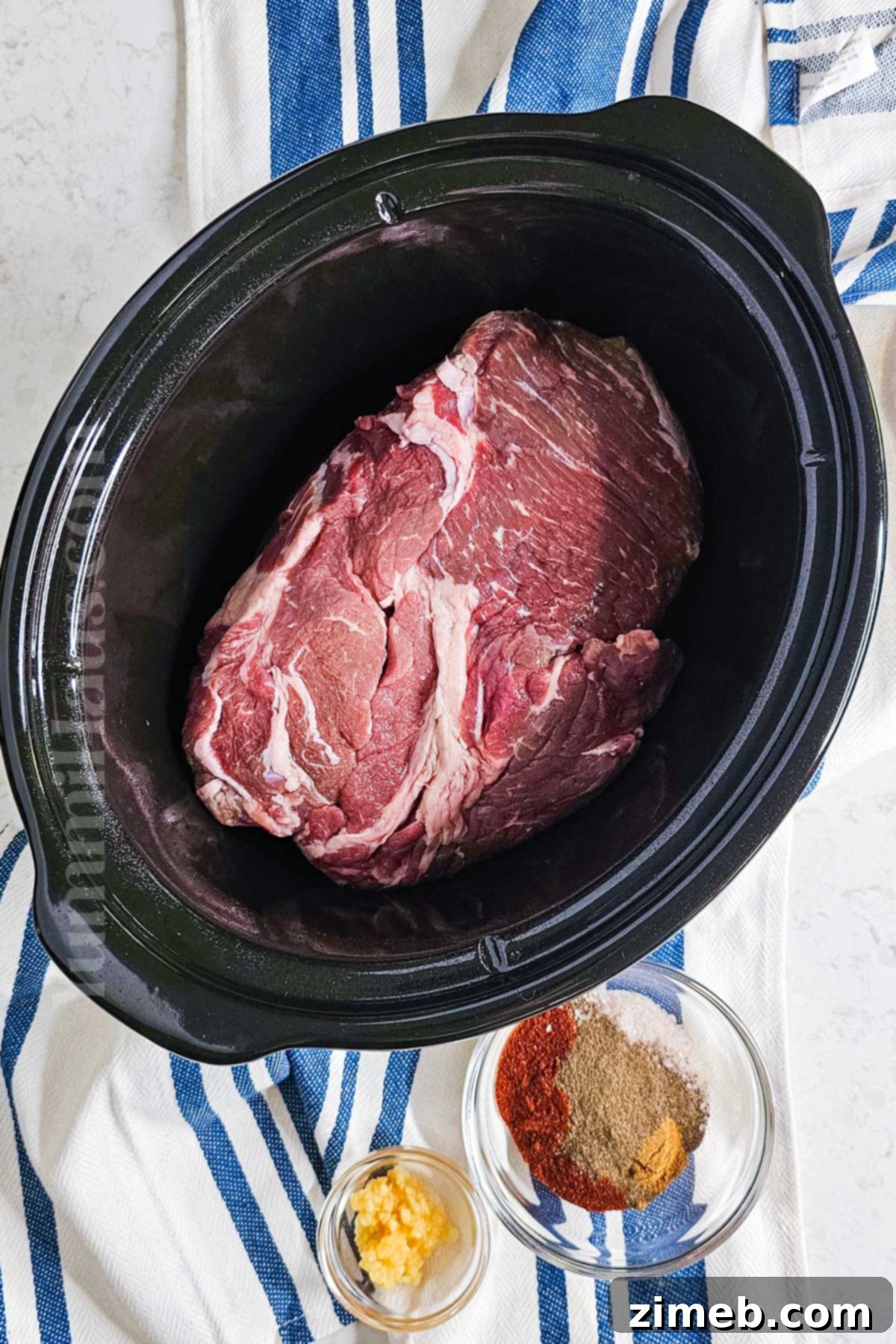 Melt-in-Your-Mouth Shredded Beef 4 All ingredients for Slow Cooker Shredded Beef