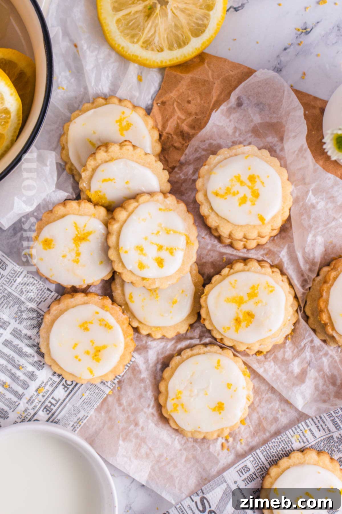 Sunshine Lemon Shortbread 3 Homemade Lemon Shortbread Cookies recipe close up