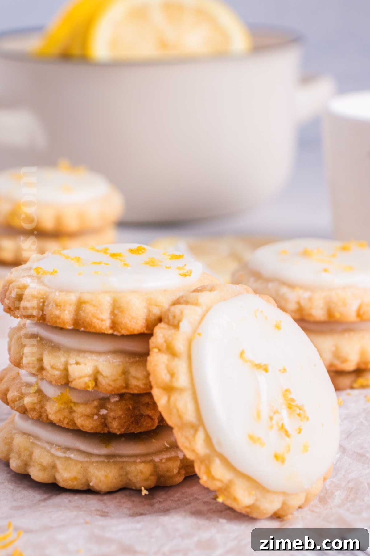 Sunshine Lemon Shortbread 7 Spring-themed lemon shortbread cookies