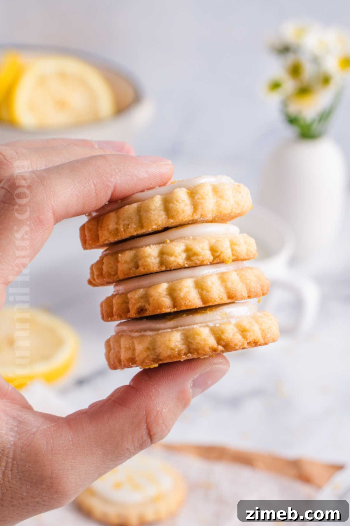 Sunshine Lemon Shortbread 8 Frosted lemon cookies for spring dessert