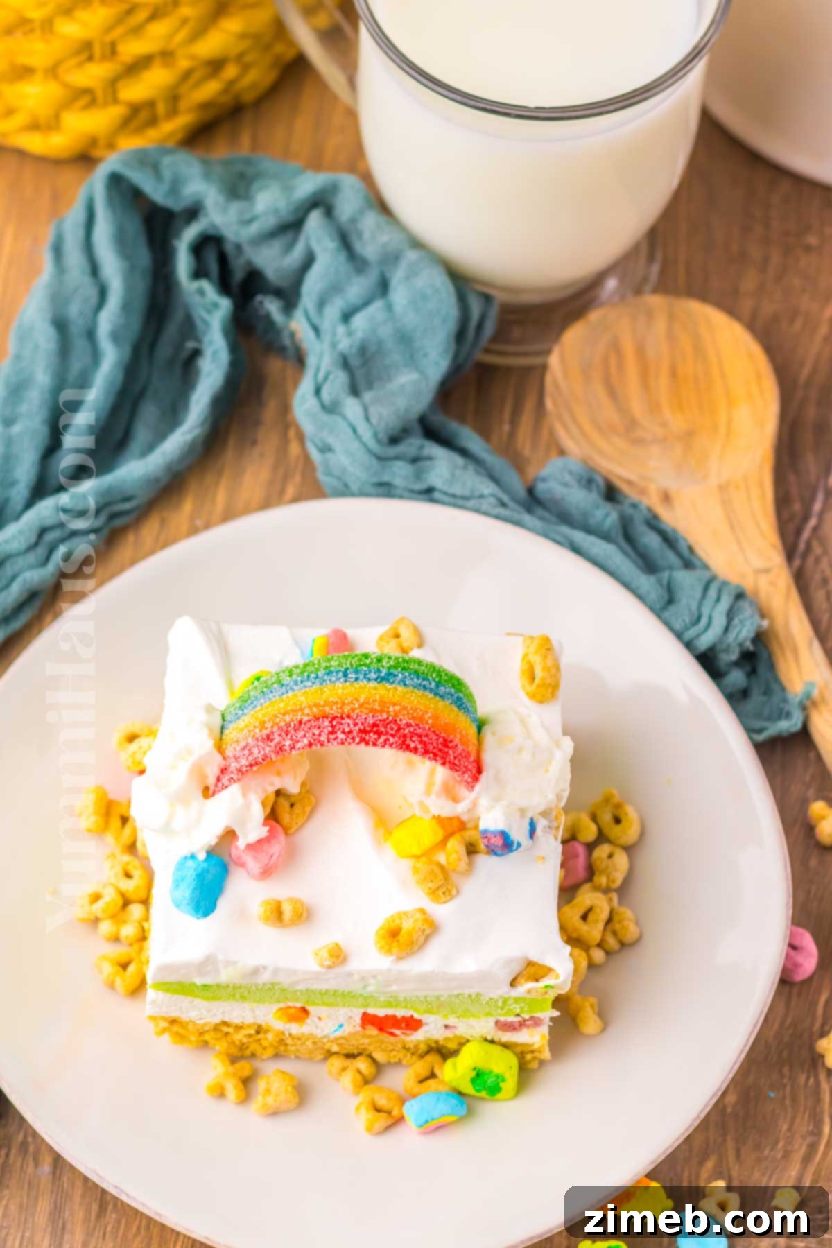Rainbow Charm Elixir 3 Spring dessert with vibrant green and marshmallows, a no-bake St. Patrick's Day treat