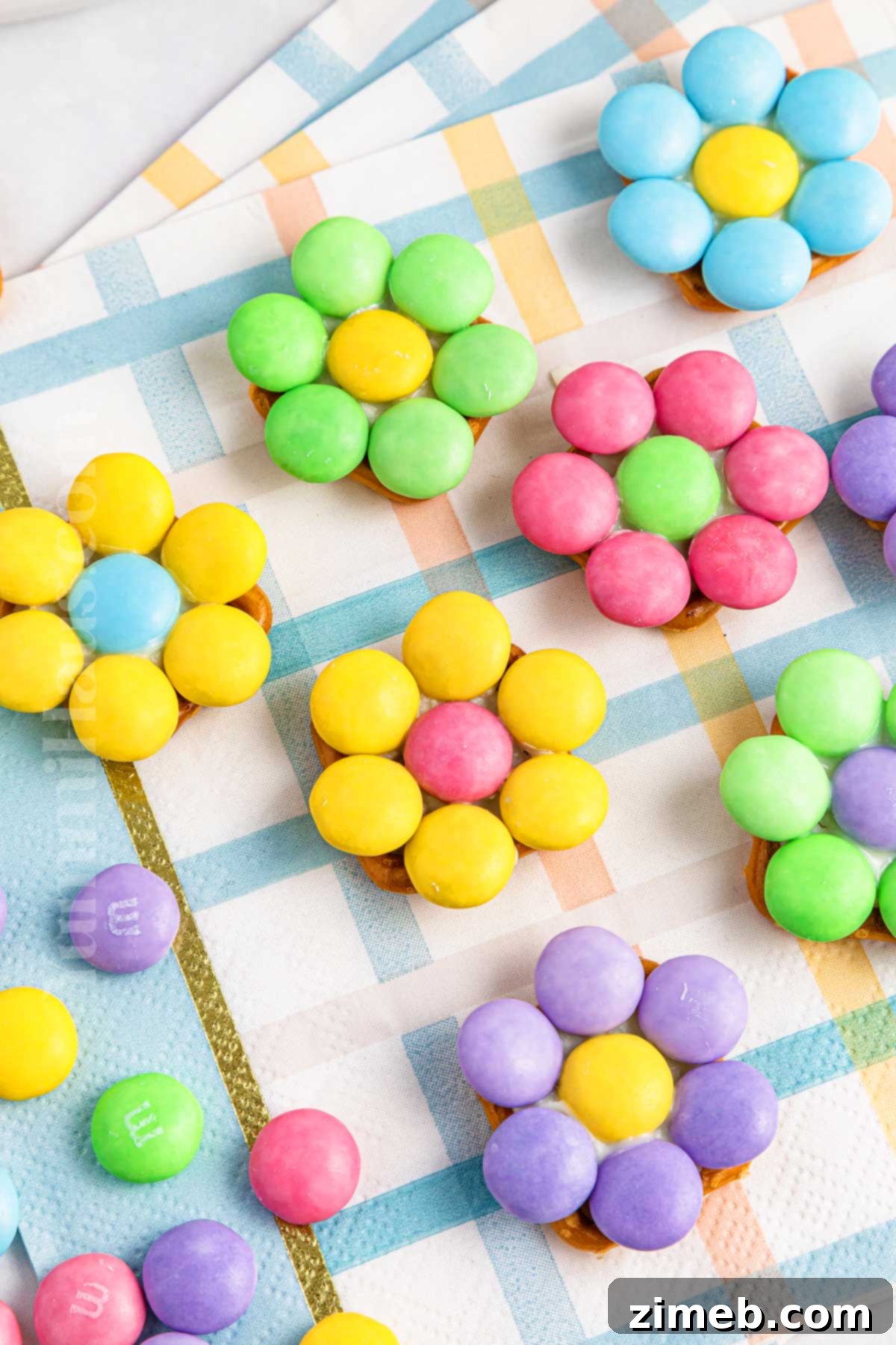 Blossom Pretzel Treats 15 Easter dessert, Flower Pretzel Bites arranged on a platter