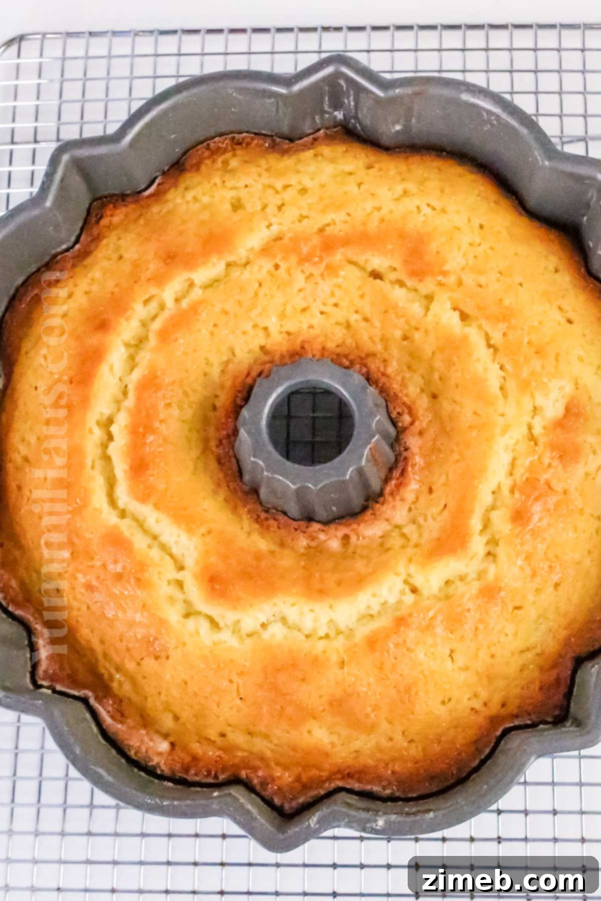 Zesty Orange Loaf 6 Baked Orange Pound Cake cooling on a wire rack.