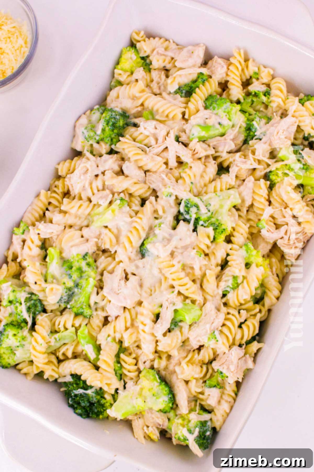 Creamy Chicken and Broccoli Alfredo Bake 7 Chicken Broccoli Alfredo Bake ready to go into the oven
