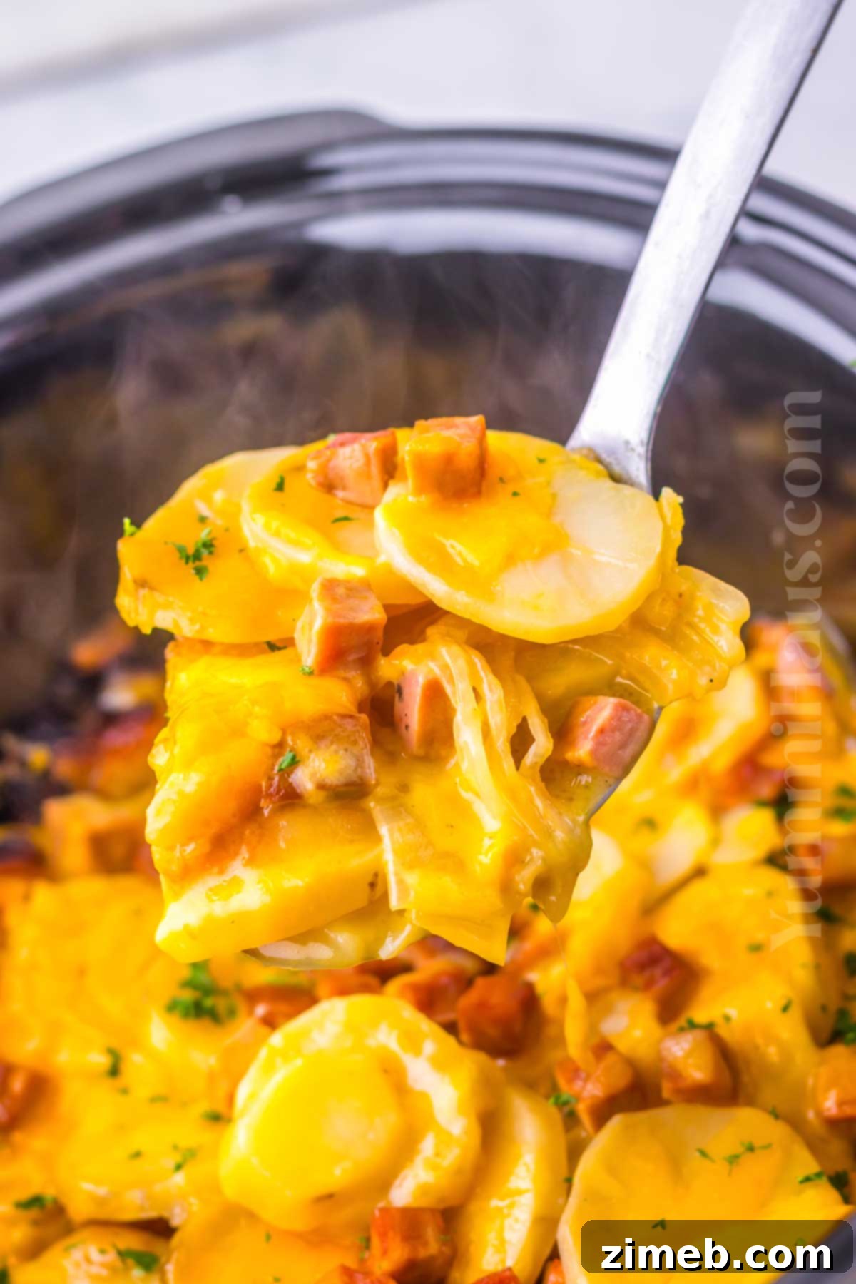 Slow Cooker Scalloped Ham and Potatoes 2 Creamy and Cheesy Slow Cooker Scalloped Ham and Potatoes