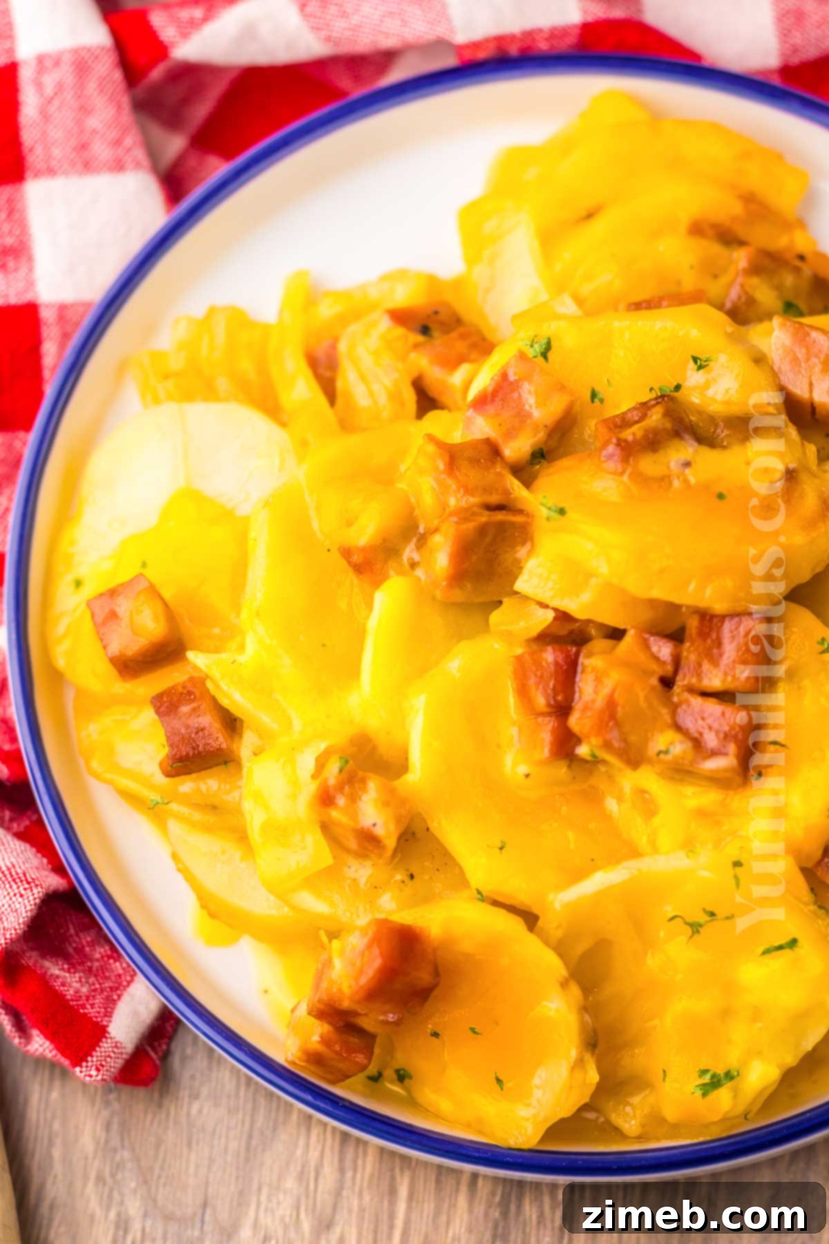 Slow Cooker Scalloped Ham and Potatoes 14 Slow cooker potato dinner with ham and cheese