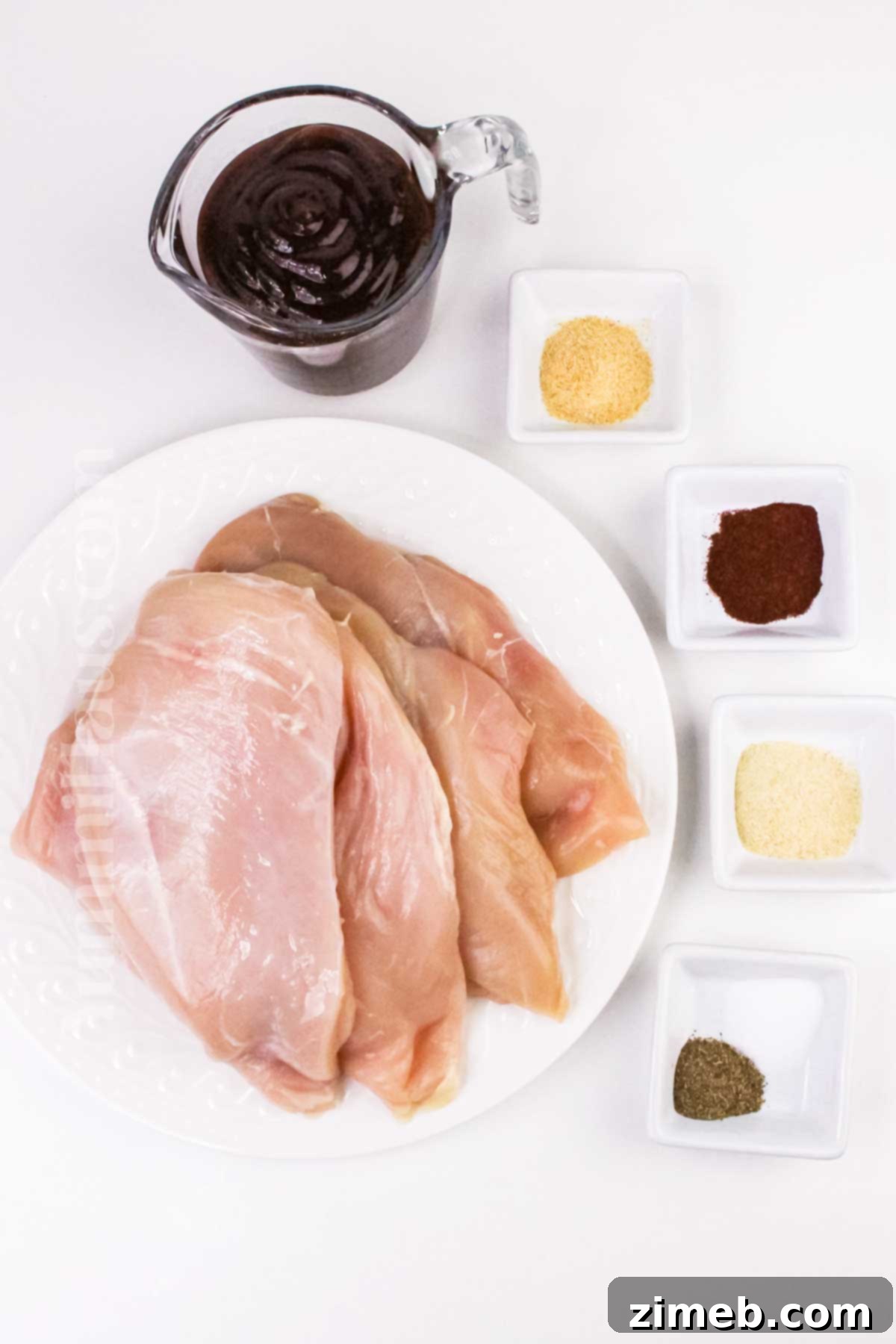 Crispy Air Fryer BBQ Chicken 4 Air Fryer BBQ Chicken ingredients on a cutting board