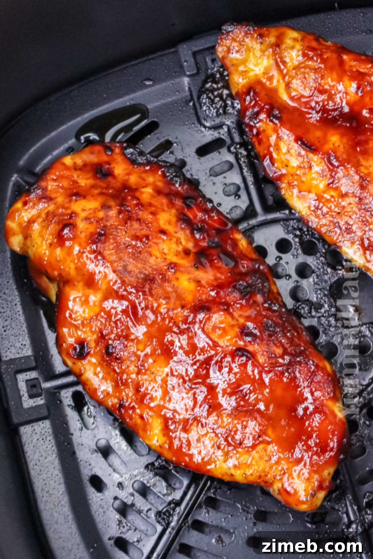 Crispy Air Fryer BBQ Chicken 8 Making chicken breasts in the air fryer with BBQ sauce